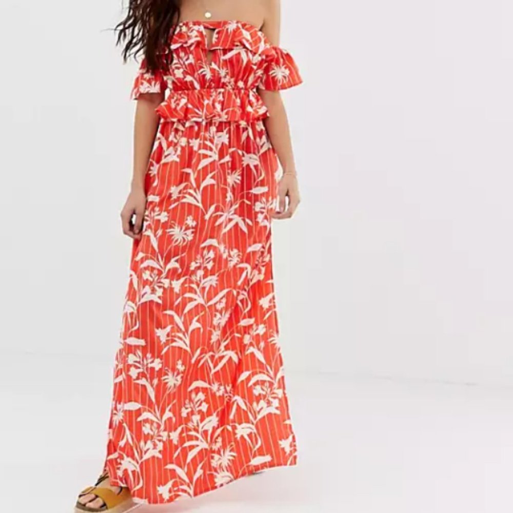 NWT ASOS DESIGN Bardot Beach Maxi Dress, Size 0